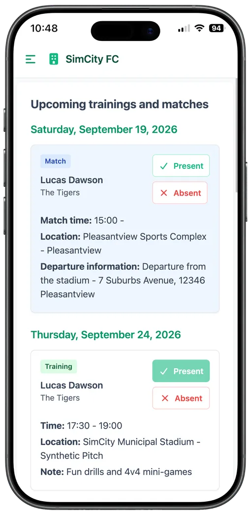 Mobile screen for replying in or out to a call-up